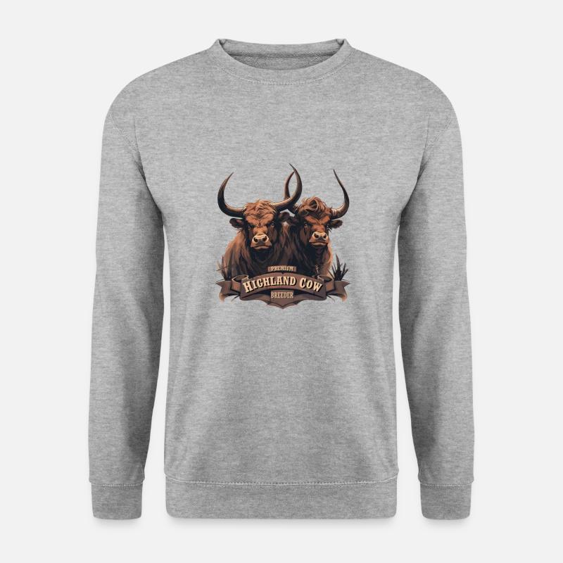 Premium Hochlandkuh Züchter - Unisex Pullover - Weißgrau meliert