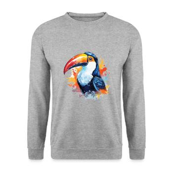 Toucan Watercolor Portrait - Unisex Sweatshirt - salt & pepper - Front - Alina (178cm) & Michal (187cm)