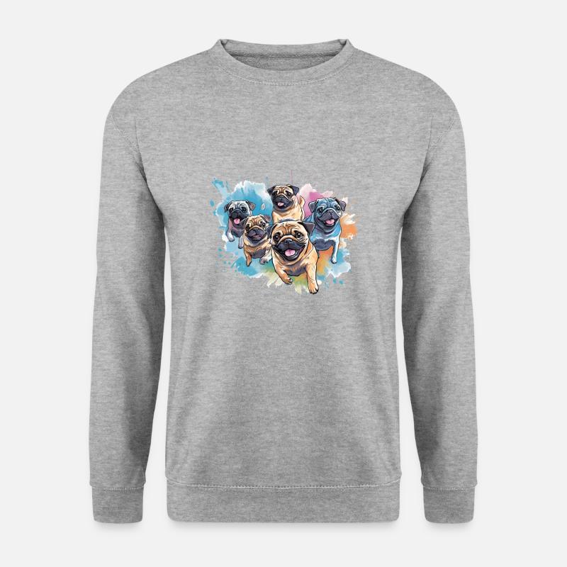 Mops-party - Unisex Pullover - Weißgrau meliert