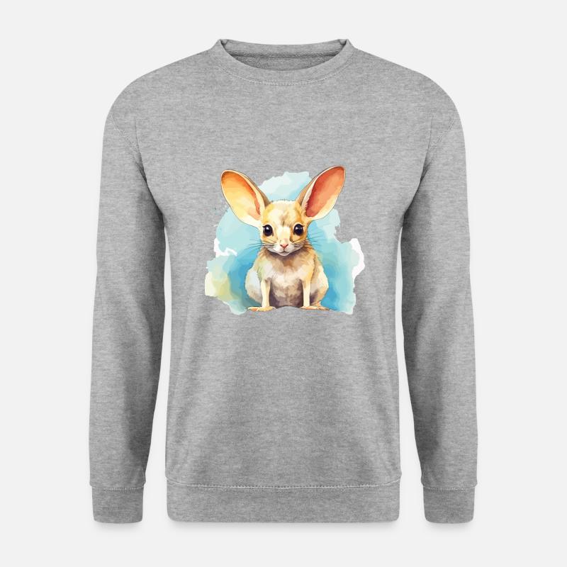 Aquarell Jerboa - Bunte Wüstennagetierkunst - Unisex Pullover - Weißgrau meliert