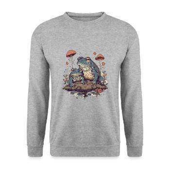 Kröten-liebhaber-paar - Unisex Pullover - Weißgrau meliert - Vorne - Alina (178cm) & Michal (187cm)