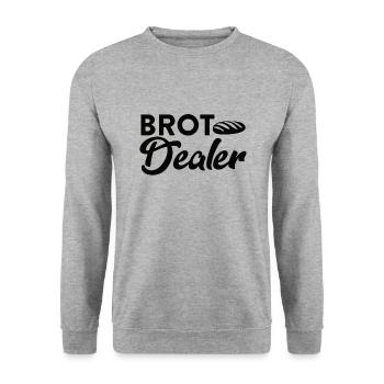 Brot Dealer - Design für Bäcker & Backfans - Unisex Pullover - Weißgrau meliert - Vorne - Alina (178cm) & Michal (187cm)