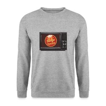 Binge-watching -- working for Wi-fi and snacks - Unisex Sweatshirt - salt & pepper - Front - Alina (178cm) & Michal (187cm)
