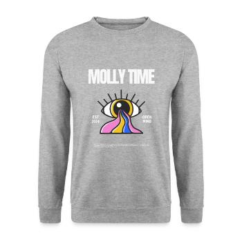 Molly Time Open-Mind Festival Rave Trippy Techno - Unisex Pullover - Weißgrau meliert - Vorne - Alina (178cm) & Michal (187cm)