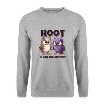Scream When You're Grumpy – Owl Nonsense - Unisex Sweatshirt - salt & pepper - Front - Alina (178cm) & Michal (187cm)