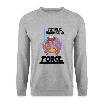 Le dindon de la force - Parodie Humour Fun Cool - Sweat-shirt Unisexe - gris chiné - Devant - Alina (178cm) & Michal (187cm)