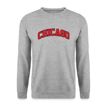Logo Chicago : Design collégial au style urbain - Sweat-shirt Unisexe - gris chiné - Devant - Alina (178cm) & Michal (187cm)