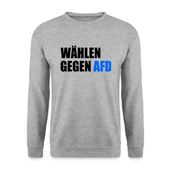 Wählen gegen afd - Unisex Pullover - Weißgrau meliert - Vorne - Alina (178cm) & Michal (187cm)