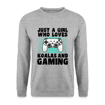Gamer & Koalas Video Games & Furry Companions - Unisex Sweatshirt - salt & pepper - Front - Alina (178cm) & Michal (187cm)