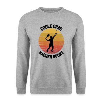 Sport Opa - Unisex Pullover - Weißgrau meliert - Vorne - Alina (178cm) & Michal (187cm)