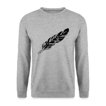 feather - Unisex Sweatshirt - salt & pepper - Front - Alina (178cm) & Michal (187cm)