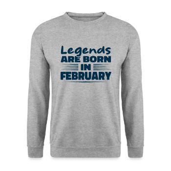 Legenden werden im Februar geboren - Unisex Pullover - Weißgrau meliert - Vorne - Alina (178cm) & Michal (187cm)
