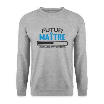 Futur Maître Idée Cadeau Futur Maître - Sweat-shirt Unisexe - gris chiné - Devant - Alina (178cm) & Michal (187cm)