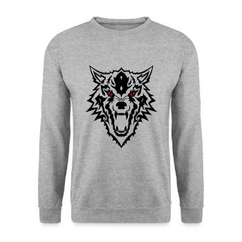 Tête de loup - Sweat-shirt Unisexe - gris chiné - Devant - Alina (178cm) & Michal (187cm)