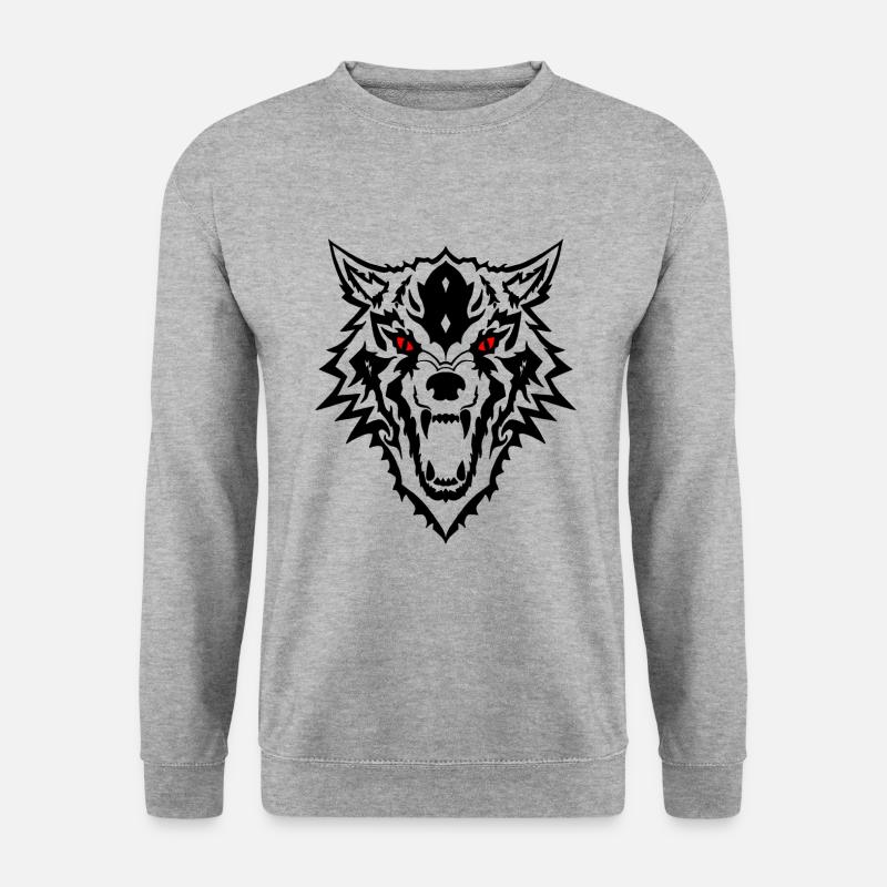 Wolfskopf - Unisex Pullover - Weißgrau meliert