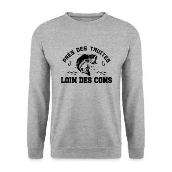 Près Des Truites Loin Des Cons - Sweat-shirt Unisexe - gris chiné - Devant - Alina (178cm) & Michal (187cm)