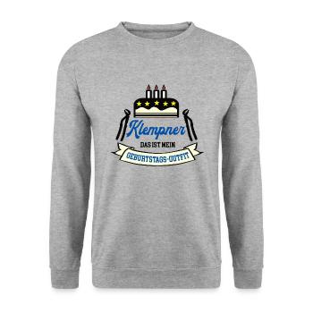 Geburtstag Klempner Installateur Gas Wasser Geb - Unisex Pullover - Weißgrau meliert - Vorne - Alina (178cm) & Michal (187cm)