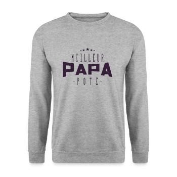 Meilleur Papa, Meilleur Pote | Fêtes des Pères - Sweat-shirt Unisexe - gris chiné - Devant - Alina (178cm) & Michal (187cm)