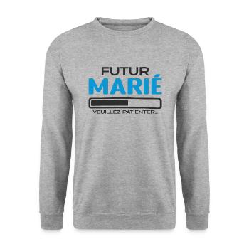 Futur Marié Idée Cadeau Futur Marié - Sweat-shirt Unisexe - gris chiné - Devant - Alina (178cm) & Michal (187cm)
