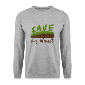 Save our planet gift shirt - Unisex Sweatshirt - salt & pepper - Front - Alina (178cm) & Michal (187cm)