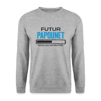 Futur Papounet Cadeau Fete des Peres Papa - Sweat-shirt Unisexe - gris chiné - Devant - Alina (178cm) & Michal (187cm)