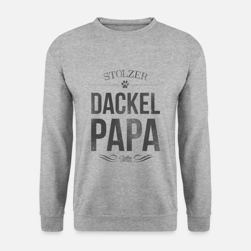 Stolzer Dackel-Papa - Unisex Pullover - Weißgrau meliert