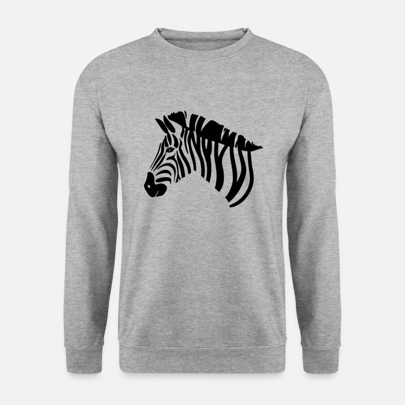 Zebra Head Illustration - Unisex Pullover - Weißgrau meliert