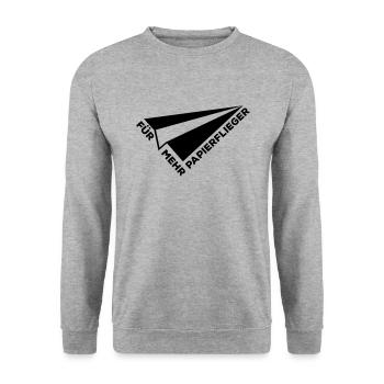 Papierflieger Flugzeug basteln - Unisex Pullover - Weißgrau meliert - Vorne - Alina (178cm) & Michal (187cm)
