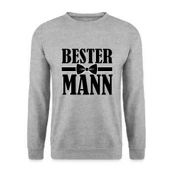 Bester Mann, JGA, Stag Shirt, black - Unisex Pullover - Weißgrau meliert - Vorne - Alina (178cm) & Michal (187cm)