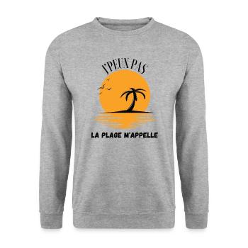 été humour la plage m'appelle vacances soleil - Sweat-shirt Unisexe - gris chiné - Devant - Alina (178cm) & Michal (187cm)