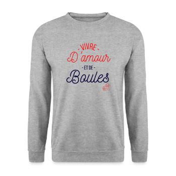 Idée Cadeau pétanque humoristique humour bouliste - Sweat-shirt Unisexe - gris chiné - Devant - Alina (178cm) & Michal (187cm)