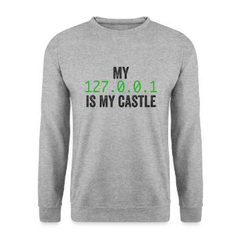 My 127.0.0.0.1 Is My Castle - Unisex Sweatshirt - salt & pepper - Front - Alina (178cm) & Michal (187cm)