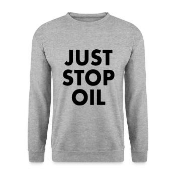 Just stop oil - Sweat-shirt Unisexe - gris chiné - Devant - Alina (178cm) & Michal (187cm)