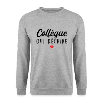 Collègue Qui Déchire - Sweat-shirt Unisexe - gris chiné - Devant - Alina (178cm) & Michal (187cm)