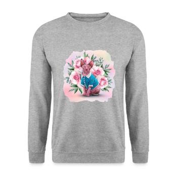 Chat Sphynx pour les amoureux des chats - Sweat-shirt Unisexe - gris chiné - Devant - Alina (178cm) & Michal (187cm)