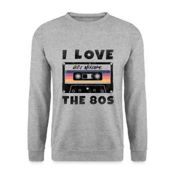 J’aime les années 80 Mixtape de cassette de musique des années 80 - Sweat-shirt Unisexe - gris chiné - Devant - Alina (178cm) & Michal (187cm)