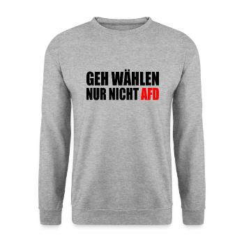 geh wählen nur nicht afd - Unisex Pullover - Weißgrau meliert - Vorne - Alina (178cm) & Michal (187cm)