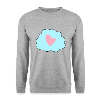 wolke blau symbol herz liebe - Unisex Pullover - Weißgrau meliert - Vorne - Alina (178cm) & Michal (187cm)