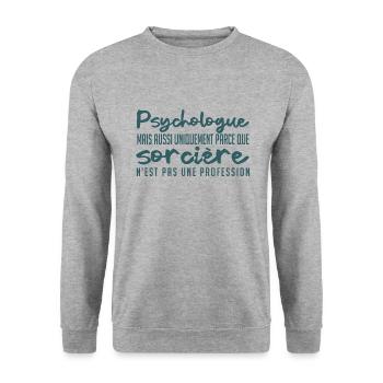 Psychologue Sorcière - Sweat-shirt Unisexe - gris chiné - Devant - Alina (178cm) & Michal (187cm)