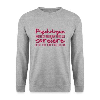 Psychologue Sorcière - Sweat-shirt Unisexe - gris chiné - Devant - Alina (178cm) & Michal (187cm)