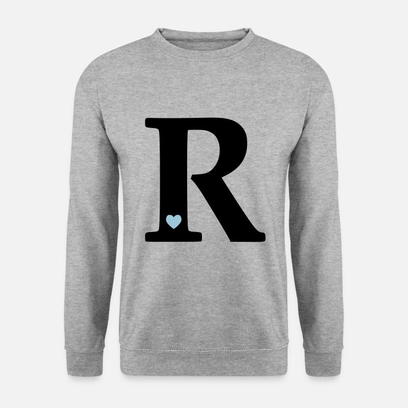 Buchstabe R Anfangsbuchstabe - Unisex Pullover - Weißgrau meliert
