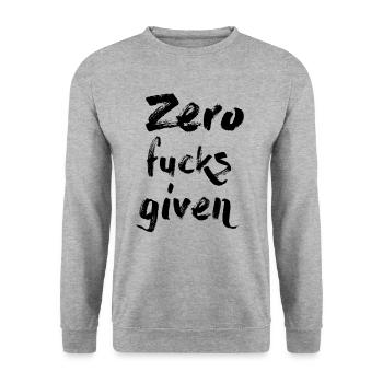 Zero Fucks Given - Unisex Pullover - Weißgrau meliert - Vorne - Alina (178cm) & Michal (187cm)