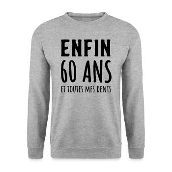 60 ans et toutes mes dents - Sweat-shirt Unisexe - gris chiné - Devant - Alina (178cm) & Michal (187cm)