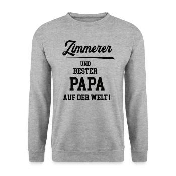Bester Papa Zimmerer Zimmerei Zimmermann Vater - Unisex Pullover - Weißgrau meliert - Vorne - Alina (178cm) & Michal (187cm)