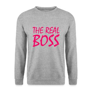 Le vrai patron - Sweat-shirt Unisexe - gris chiné - Devant - Alina (178cm) & Michal (187cm)