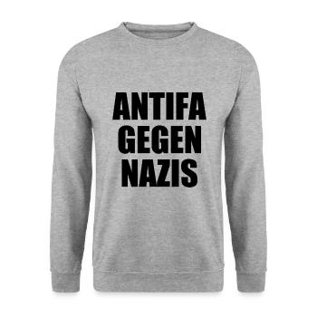 Antifa gegen nazis - Unisex Pullover - Weißgrau meliert - Vorne - Alina (178cm) & Michal (187cm)