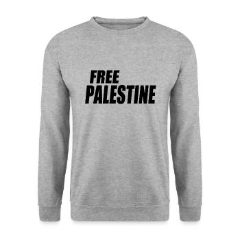 Free palestine - Unisex Pullover - Weißgrau meliert - Vorne - Alina (178cm) & Michal (187cm)