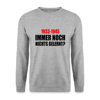 immer noch nichts gelernt 1933 - 1945 - Unisex Pullover - Weißgrau meliert - Vorne - Alina (178cm) & Michal (187cm)