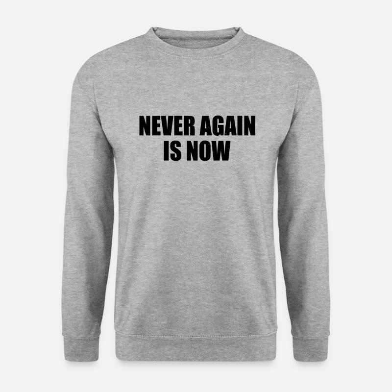 Never again is now - Unisex Pullover - Weißgrau meliert