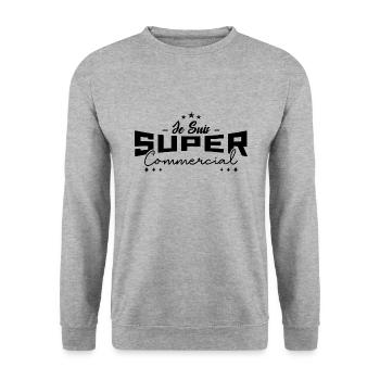Je Suis Super Commercial - Sweat-shirt Unisexe - gris chiné - Devant - Alina (178cm) & Michal (187cm)